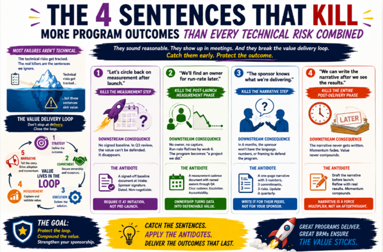 The four sentences that kill more program outcomes than every technical risk combined